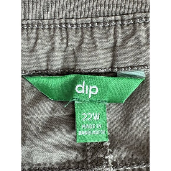 *New DIP Capri Pant Womens Plus 22 Green Soft Utility W/Extended Waist Cargo - Picture 3 of 6